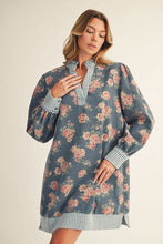 Load image into Gallery viewer, Jodifl Floral Denim and Stripe Mini Dress in Denim