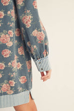 Load image into Gallery viewer, Jodifl Floral Denim and Stripe Mini Dress in Denim