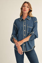 Load image into Gallery viewer, Jodifl Button Down Striped Shirt in Denim