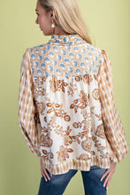 Load image into Gallery viewer, GiGio Mixed Print Button Down Top in Mocha Mix