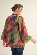 Load image into Gallery viewer, Jodifl Floral Chiffon Button Down Top in Burgundy