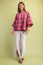 Load image into Gallery viewer, GiGio Frayed Textured Check Print Top in Burgundy