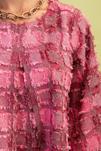 Load image into Gallery viewer, GiGio Frayed Textured Check Print Top in Burgundy