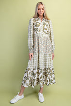 Load image into Gallery viewer, GiGio Mixed Print Maxi Dress in Olive Mix
