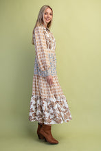 Load image into Gallery viewer, GiGio Mixed Print Maxi Dress in Mocha Mix