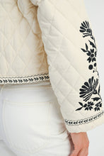 Load image into Gallery viewer, MABLE Peter Pan Collar Embroidered Quilted Jacket in Light Taupe
