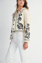 Load image into Gallery viewer, MABLE Peter Pan Collar Embroidered Quilted Jacket in Light Taupe