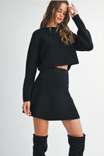 Load image into Gallery viewer, MABLE Sweater Knit Top and Mini Skirt Set in Black