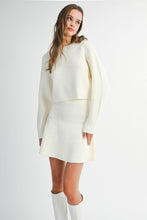 Load image into Gallery viewer, MABLE Sweater Knit Top and Mini Skirt Set in Cream