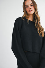 Load image into Gallery viewer, MABLE Sweater Knit Top and Mini Skirt Set in Black