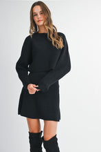 Load image into Gallery viewer, MABLE Sweater Knit Top and Mini Skirt Set in Black