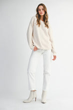 Load image into Gallery viewer, MABLE Soft Knit Open Back Sweater with Stitched Organza Bow Closure in Oatmeal