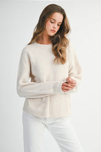 Load image into Gallery viewer, MABLE Soft Knit Open Back Sweater with Stitched Organza Bow Closure in Oatmeal