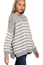 Load image into Gallery viewer, OVERSIZED Exposed Seam Striped Sweater in Heather Grey