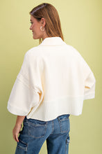 Load image into Gallery viewer, GiGio Solid Color Knit Sweater with Contrasting Stripe Detail in Ivory