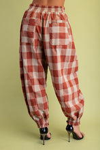 Load image into Gallery viewer, GiGio Checkered Print Balloon Joggers in Rust