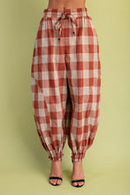 Load image into Gallery viewer, GiGio Checkered Print Balloon Joggers in Rust