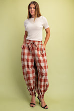 Load image into Gallery viewer, GiGio Checkered Print Balloon Joggers in Rust