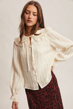 Load image into Gallery viewer, Forte Textured Top with Floral Embroidery in Ecru