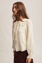 Load image into Gallery viewer, Forte Textured Top with Floral Embroidery in Ecru