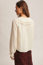 Load image into Gallery viewer, Forte Textured Top with Floral Embroidery in Ecru