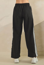 Load image into Gallery viewer, Veveret Nylon Track Pants with Lace Stripes in Black