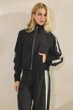 Load image into Gallery viewer, Veveret Nylon Track Jacket with Lace Details in Black