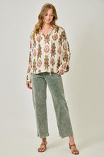 Load image into Gallery viewer, Mystree Printed Peasant Top in Ivory/Tribal
