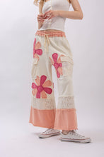Load image into Gallery viewer, BlueVelvet Flower Patched Color Blocked Wide Leg Pants in White-Pink