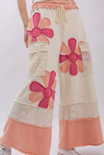 Load image into Gallery viewer, BlueVelvet Flower Patched Color Blocked Wide Leg Pants in White-Pink