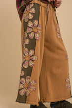 Load image into Gallery viewer, BlueVelvet Flower Patched French Terry Knit Pants in Rust Multi