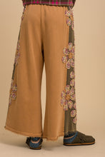 Load image into Gallery viewer, BlueVelvet Flower Patched French Terry Knit Pants in Rust Multi