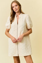Load image into Gallery viewer, Doe & Rae Quilted Floral Jacquard Mini Dress in Ivory