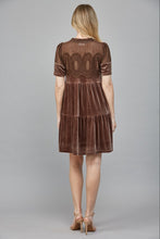 Load image into Gallery viewer, FATE Lace Detail Velvet Mini Dress in Choco Brown
