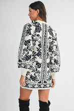 Load image into Gallery viewer, MABLE Floral Jacquard Knit Sweater Mini Dress in Cream