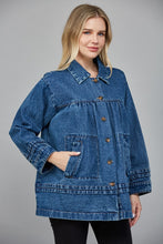 Load image into Gallery viewer, FATE Washed Denim Pleated Detailed Jacket in Dark Denim