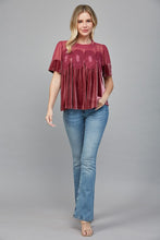 Load image into Gallery viewer, FATE Lace Detail Velvet Baby Doll Top in Wood Rose