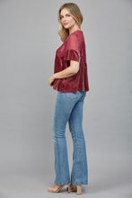 Load image into Gallery viewer, FATE Lace Detail Velvet Baby Doll Top in Wood Rose