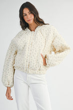Load image into Gallery viewer, MABLE Quilted Floral Print CROPPED Bomber Jacket in Cream