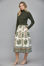 Load image into Gallery viewer, FATE Ribbed Knit Top and Print Skirt Maxi Dress in Olive
