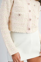 Load image into Gallery viewer, MABLE Boucle Knit and Sequin CROPPED Cardigan in Light Pink