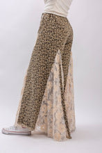 Load image into Gallery viewer, BlueVelvet Leopard Denim with Floral Lace and Mesh Panel Jeans in Taupe Grey Leopard