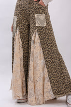 Load image into Gallery viewer, BlueVelvet Leopard Denim with Floral Lace and Mesh Panel Jeans in Taupe Grey Leopard