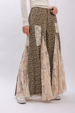 Load image into Gallery viewer, BlueVelvet Leopard Denim with Floral Lace and Mesh Panel Jeans in Taupe Grey Leopard