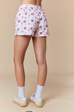 Load image into Gallery viewer, Peach Love Floral and Bow Print Terry Knit Shorts in Off White/Pink