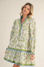 Load image into Gallery viewer, Jodifl Floral Print Tiered Mini Dress in Blue