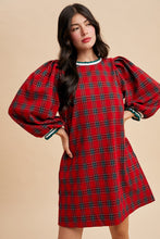 Load image into Gallery viewer, AnnieWear Knit Plaid Midi Dress in Red