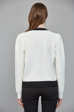 Load image into Gallery viewer, FATE Button Up cardigan with Bow Front in Cream Black
