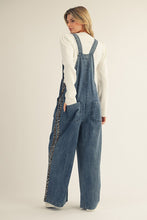 Load image into Gallery viewer, Jodifl Leopard Side Stripe Overalls in Denim