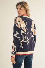 Load image into Gallery viewer, Jodifl Knit Floral Pattern Sweater in Navy